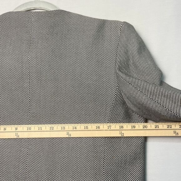 VTG Kasper Houndstooth 80s Ivy League Micro Plaid Double Breasted Blazer Rayon 8 - Picture 6 of 7